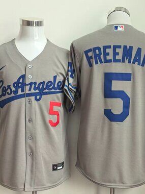 Freeman 5 Gray Stitched Baseball Shirt - LA Style Jersey